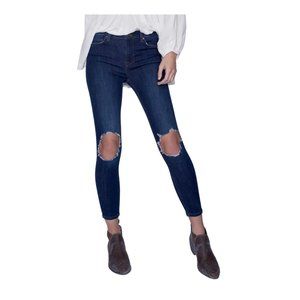 Free People High Rise Busted Knee Skinny Jeans